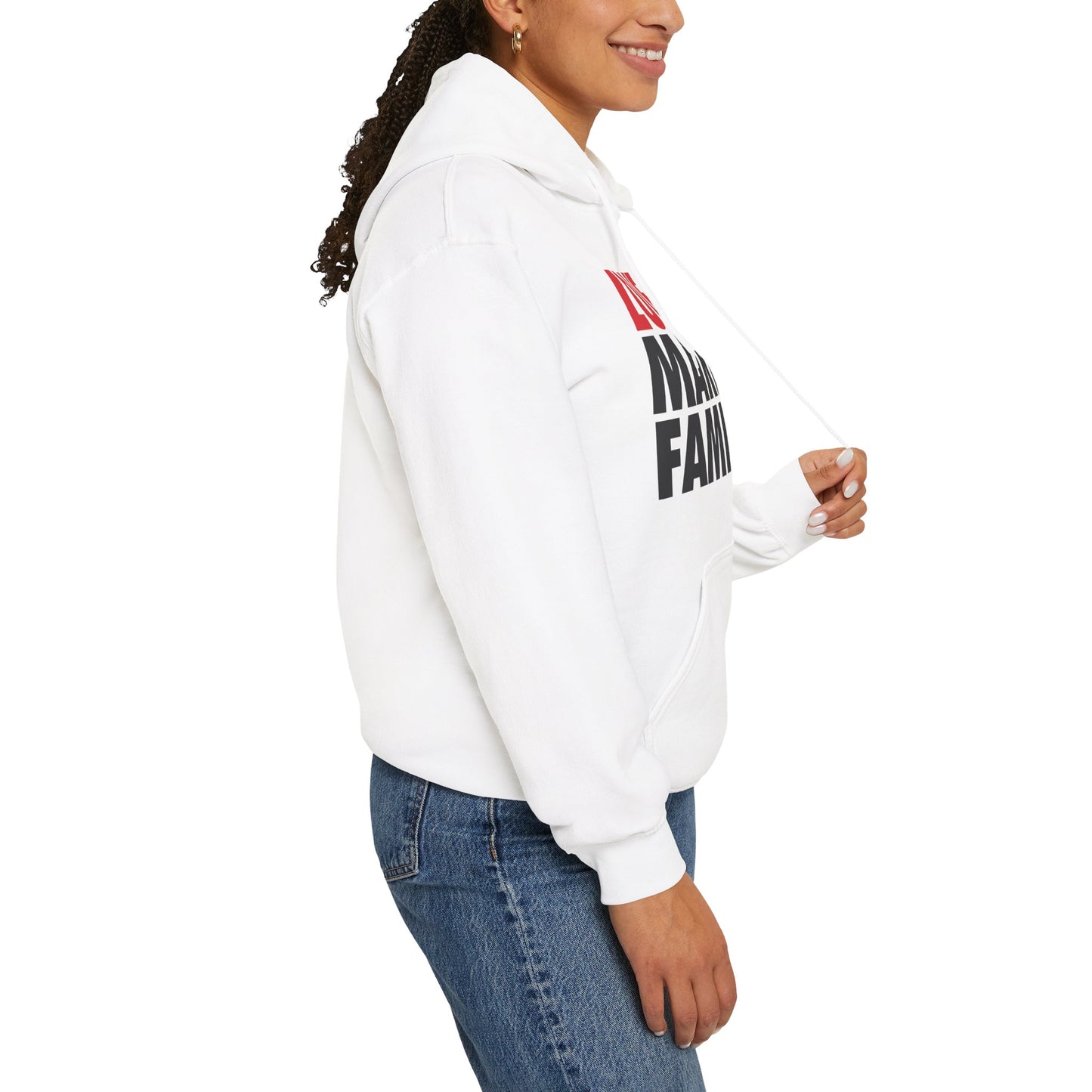 Love Makes a Family Hoodie Adult Unisex, Rainbow Families Hoodie, Unisex Rainbow Family Merch, LGBTQ+ Pride Apparel, Rainbow Families Australia hoodie, red and black logo