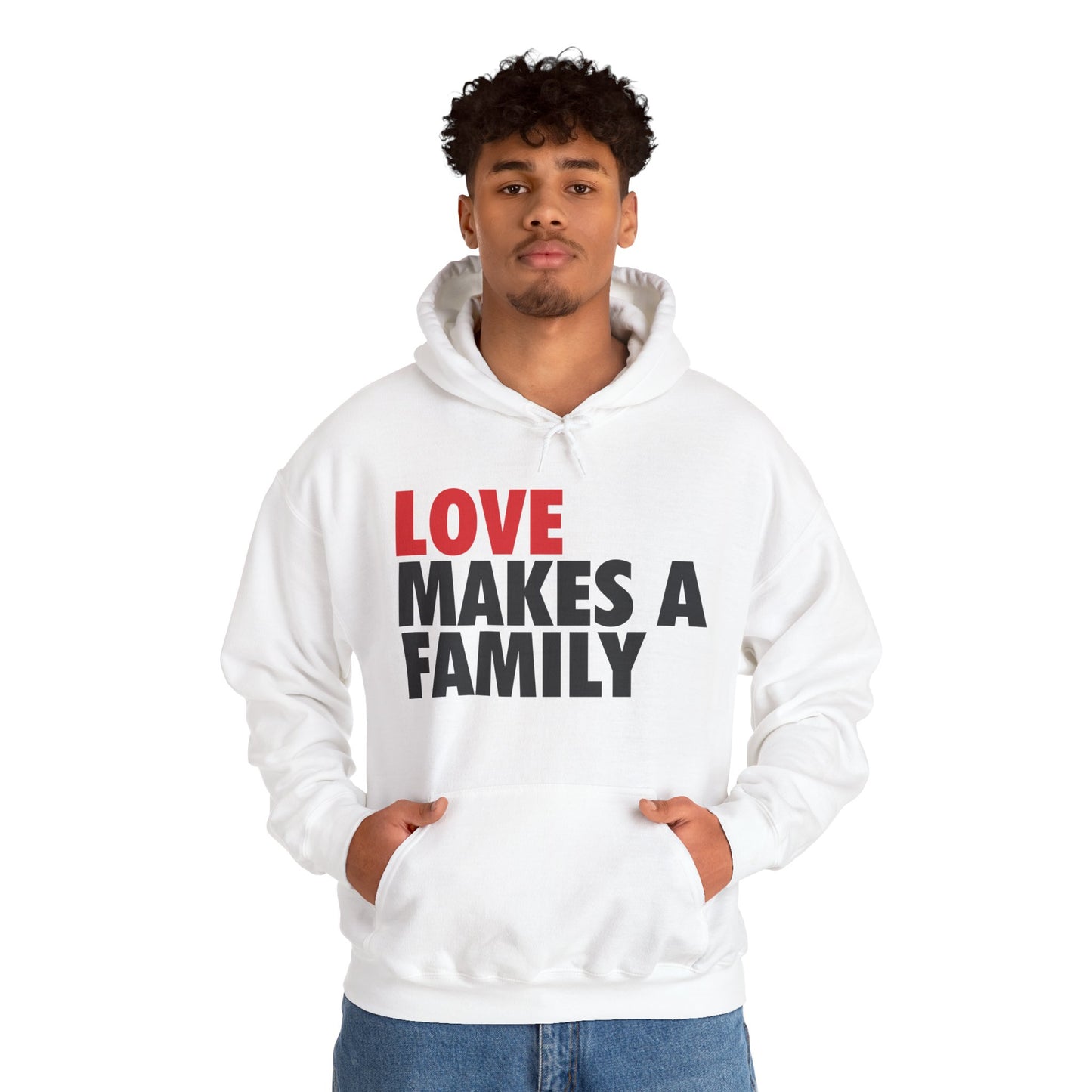 Love Makes a Family Hoodie Adult Unisex, Rainbow Families Hoodie, Unisex Rainbow Family Merch, LGBTQ+ Pride Apparel, Rainbow Families Australia hoodie, red and black logo