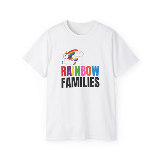 Rainbow Families Unisex Ultra Cotton Tee with Spunky Unicorn.