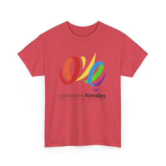 Rainbow Families Unisex Heavy Coloured Cotton Tee, T-shirt for LGBTQ+ Parents and Allies. Queer Family Pride T-shirt, Gift for queer parents