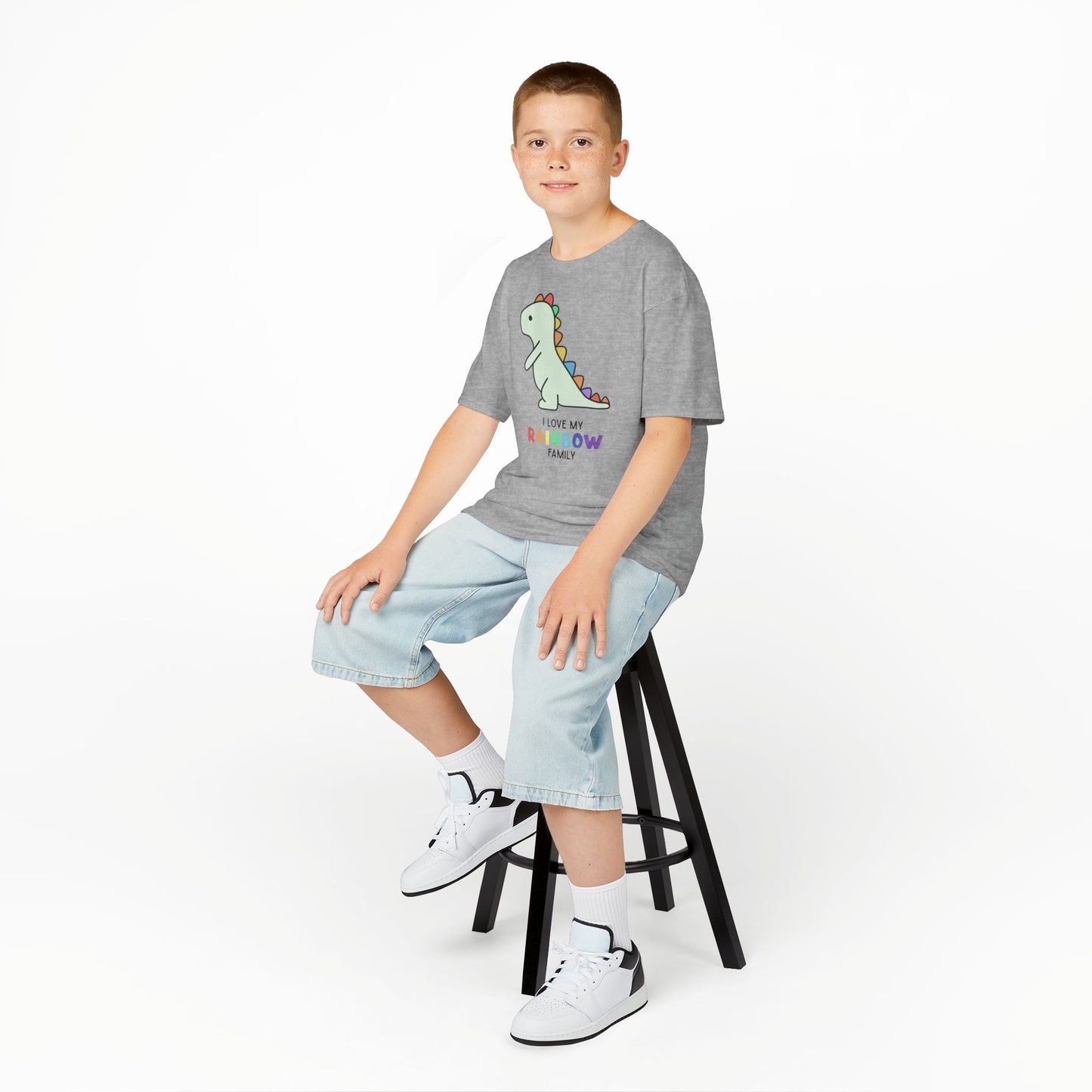 Kids Dinosaur Rainbow Family Tee, Cute Kids T-Shirt, Rainbow Families Children Tee, LGBTQ Family Gift, Rainbow Family Apparel, Unisex kids rainbow family Tee