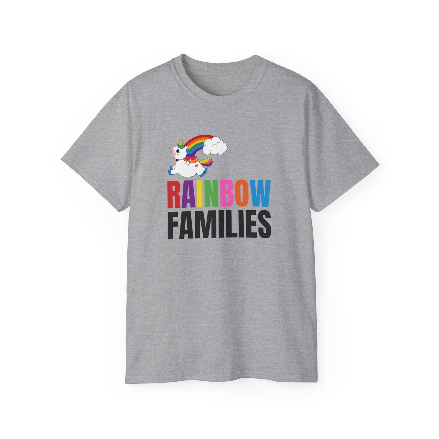 Rainbow Families Unisex Ultra Cotton Tee with Spunky Unicorn.