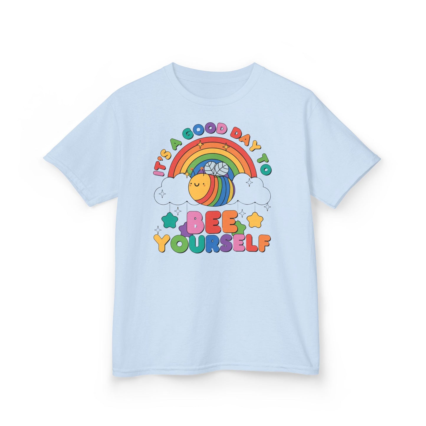 Kids Rainbow Tee, Bee Yourself Tee, Affirnming T-shirt, Be Yourself, Colourful Bee Tee, T-Shirt for Kids, Unisex Gift for Kids Tee, Rainbow Families Australia