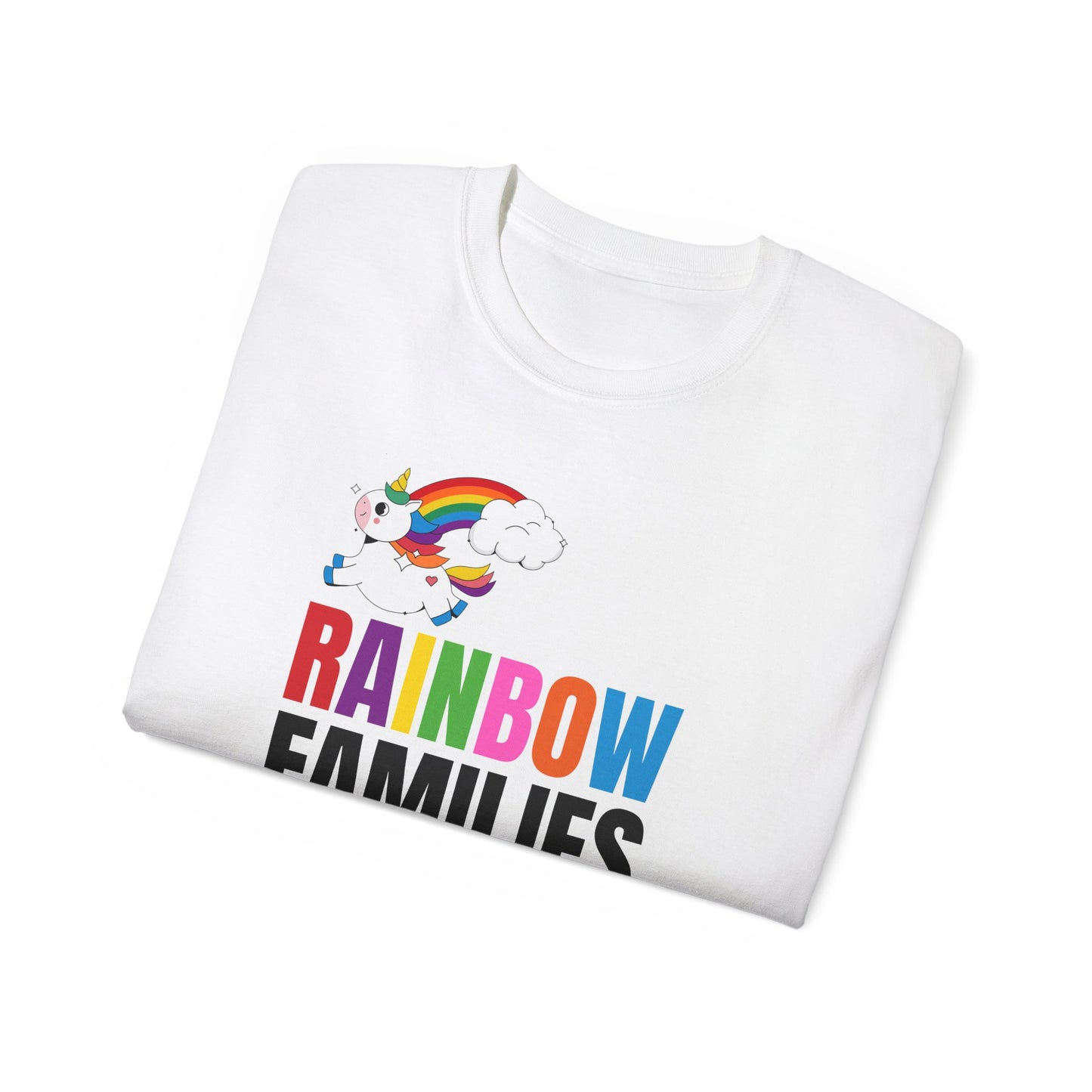 Rainbow Families Unisex Ultra Cotton Tee with Spunky Unicorn.