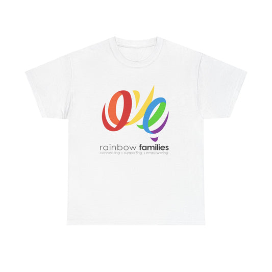Rainbow Families Unisex Heavy Coloured Cotton Tee, T-shirt for LGBTQ+ Parents and Allies. Queer Family Pride T-shirt, Gift for queer parents