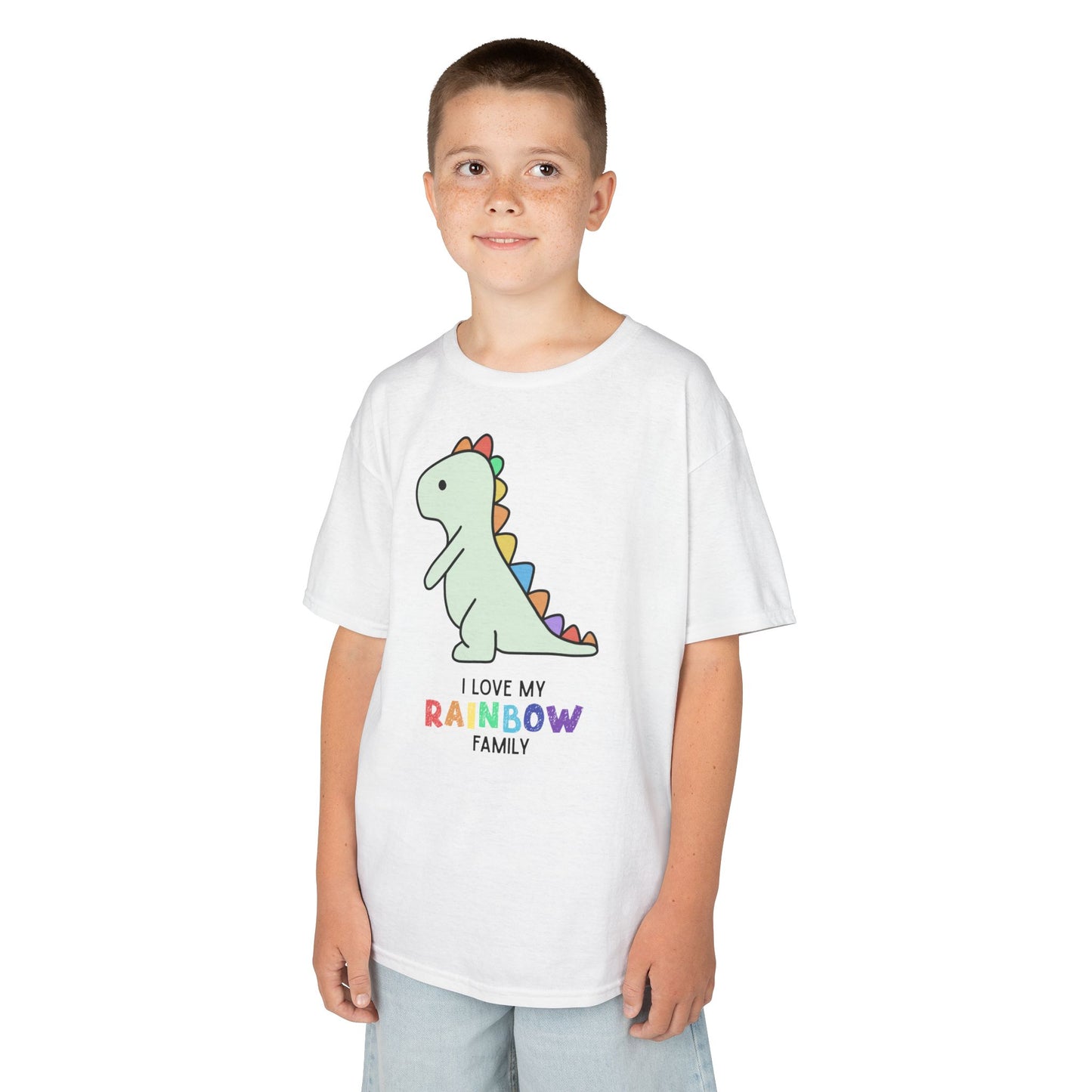 Kids Dinosaur Rainbow Family Tee, Cute Kids T-Shirt, Rainbow Families Children Tee, LGBTQ Family Gift, Rainbow Family Apparel, Unisex kids rainbow family Tee