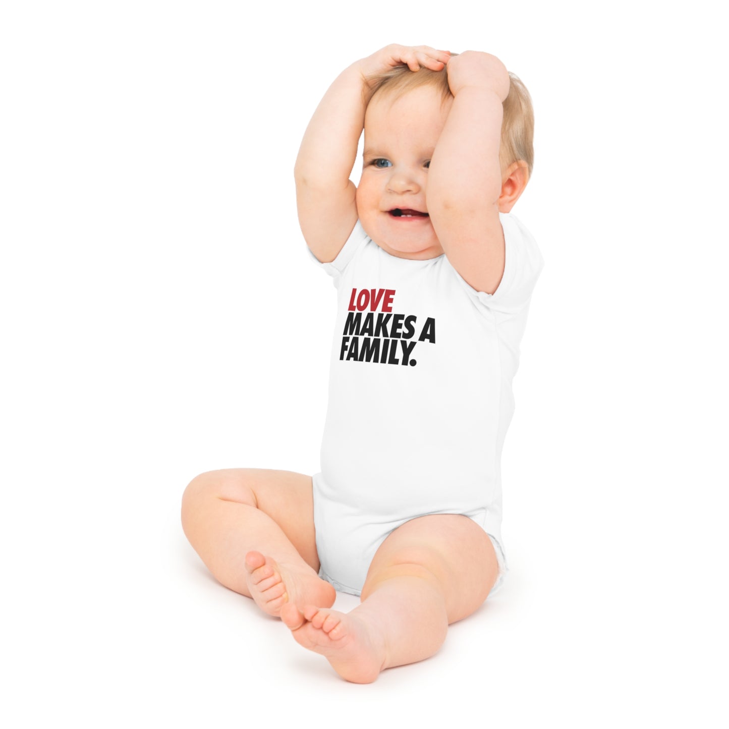 'Love Makes A Family' Baby Short Sleeve Bodysuit, Rainbow Families Onsie, Rainbow Baby, Little Rainbows onsie, Gayby Baby