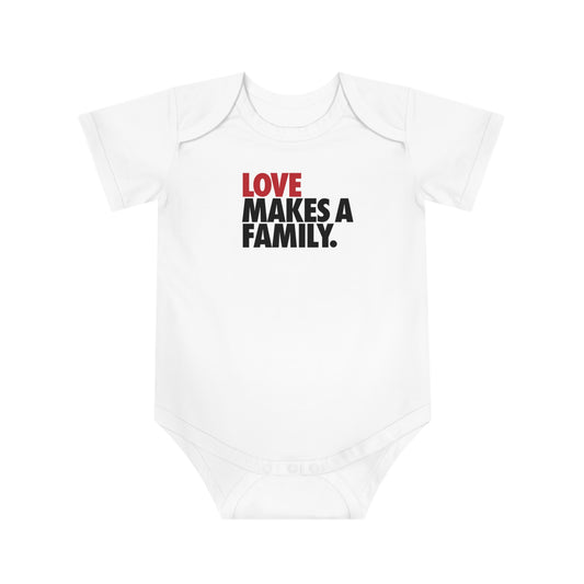 'Love Makes A Family' Baby Short Sleeve Bodysuit